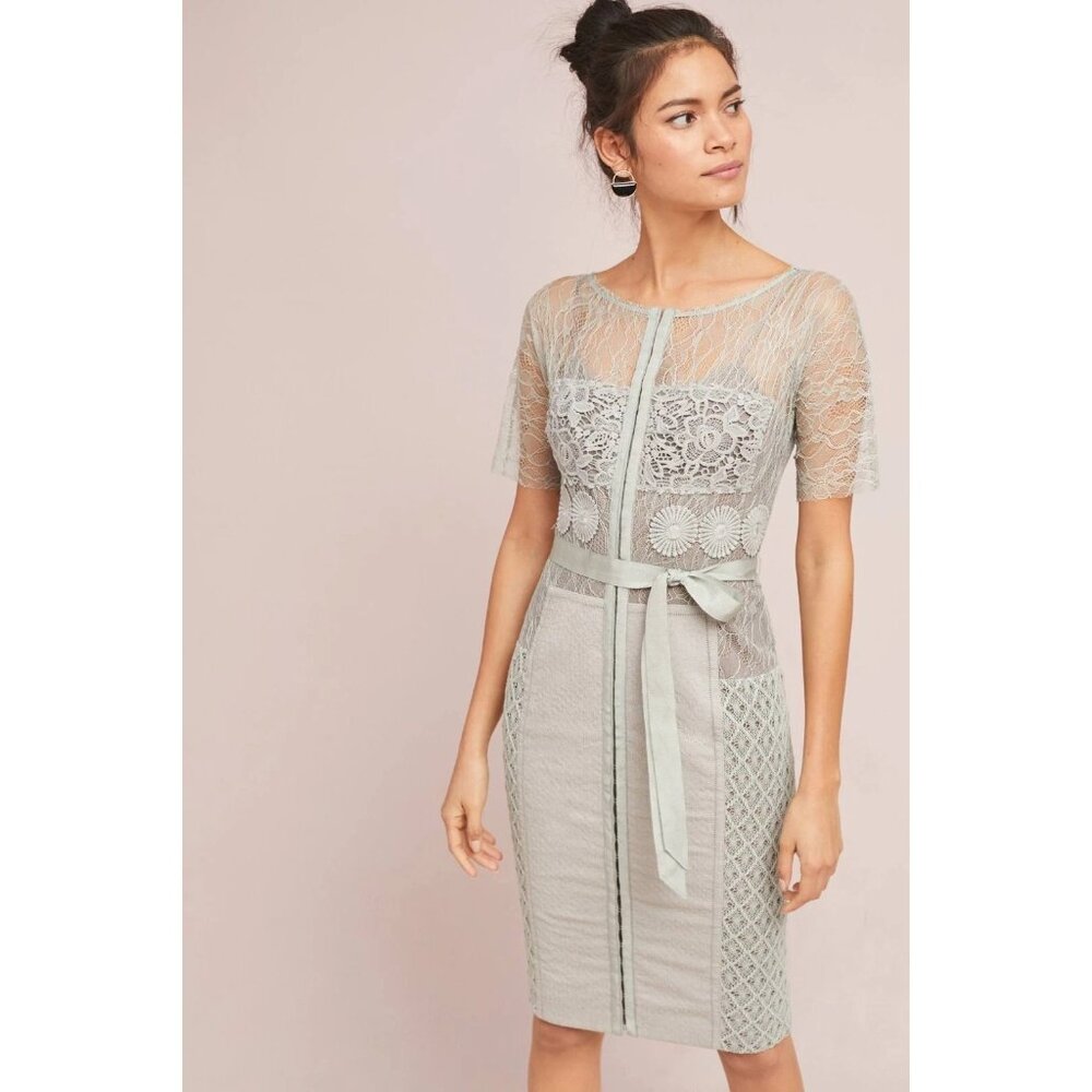 NWT Anthropologie In Earnest by Byron Lars Carissima Sheath in Gray Dress 8